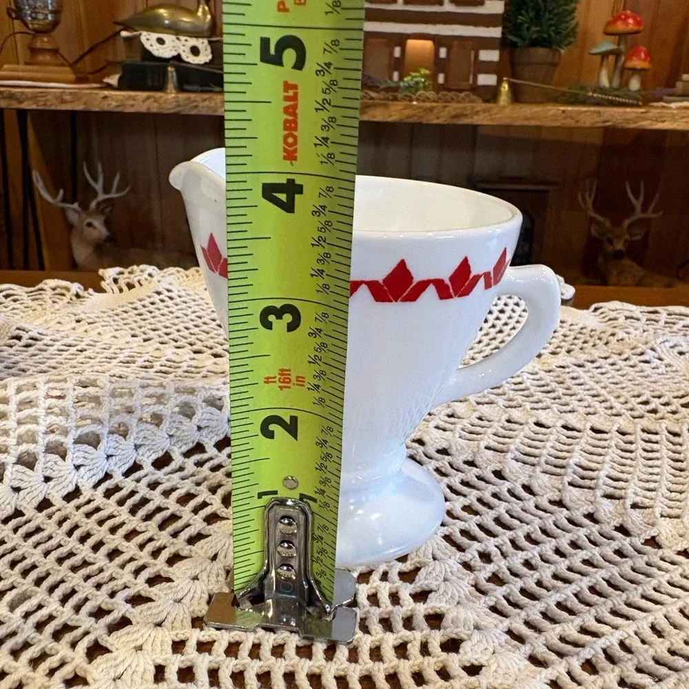 Vintage Shenango China cup and saucer set with a red diamond pattern